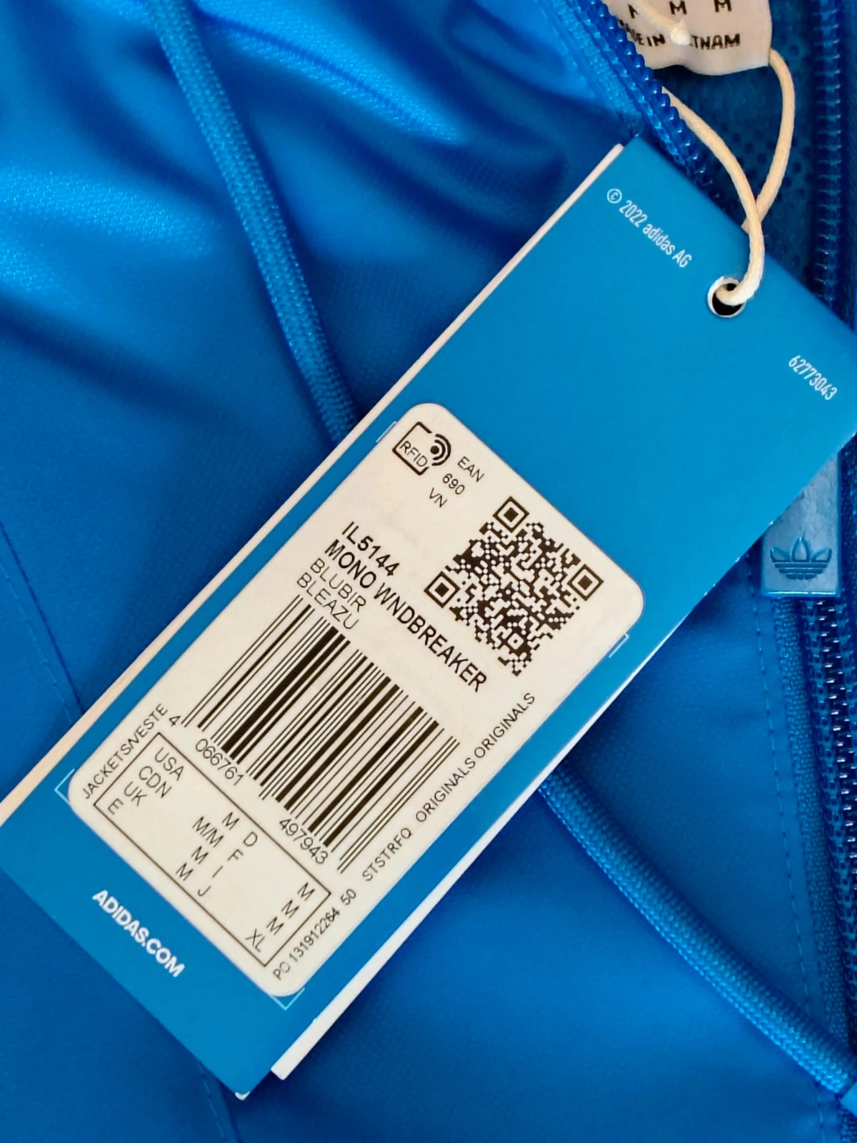 Chaqueta cortavientos para hombre adidas originals Trefoil azul nueva superior – photo 3